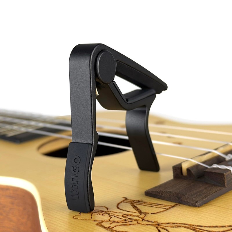 WINGO Pro Ukulele Capo for Soprano Concert Baritone, Black.