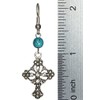 Ornate Christian Cross with Rhinestones & Bead Silver Tone Dangle