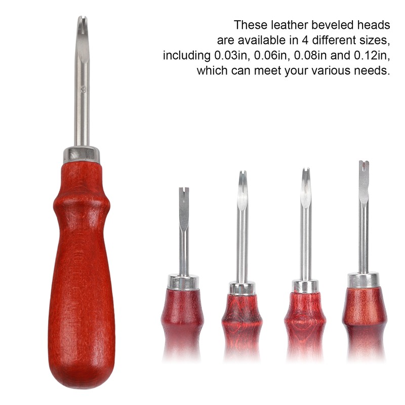 4pcs Leather Edger Professional Trimming Working Kit with Wooden Handle