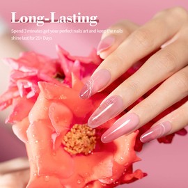 RARJSM Nude Gel Polish Set Purple Jelly Gel Nail Polish of 6 Transparent Colors 7.5ml Clear Mavue Purple Pink Sheer Rose Red Brown Autumn Winter French Manicure LED UV Gel Curing Requires Soak Off