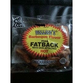 WALLACE’S PORK FATBACK WITH SKIN ATTACHED CHICHARRONES BBQ (HARD SKINS)(10 PACK)
