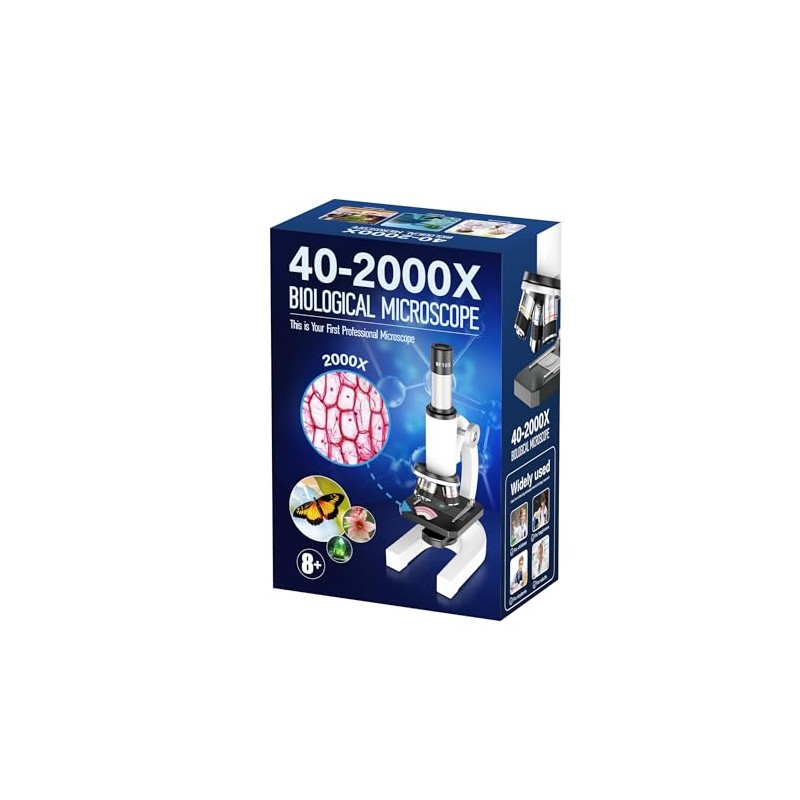 HUTACT Microscope for Kids Adults Beginners: 40-2000X Compound Biology Microscope