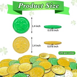 Catephe 120 Pcs St. Patrick's Day Decorations Gold Green Coins