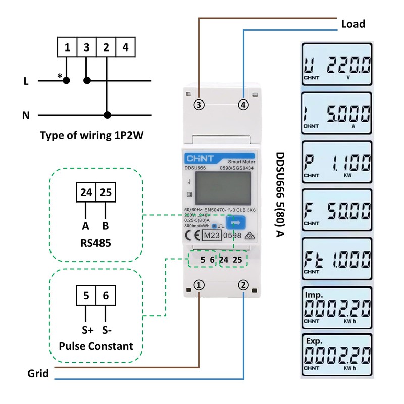 CHINT DDSU666 Single-Phase DIN35 mm Electronic Intelligent Energy Meter Electricity
