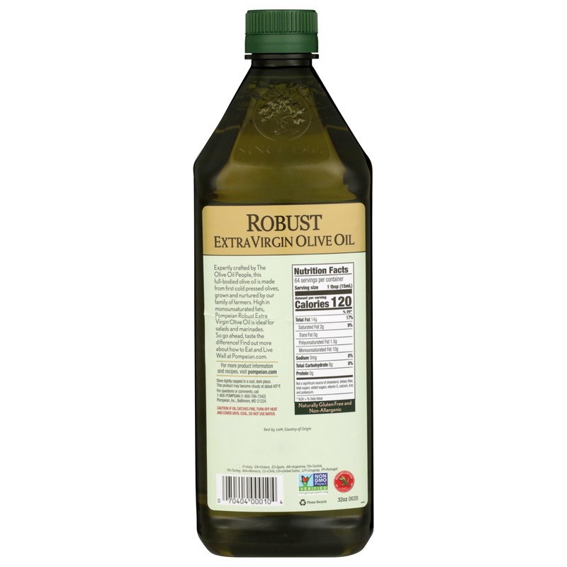Pompeian Robust Extra Virgin Olive Oil, Contains Polyphenols, First Cold