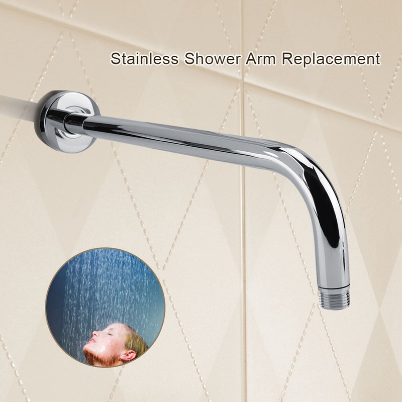 Extra Long Stainless Steel Shower Rain Head Arm Replacement Flange