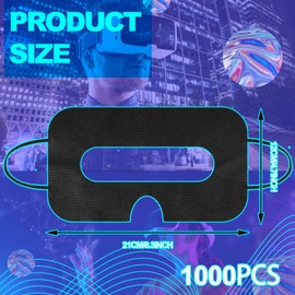 1000 Pcs Disposable VR Mask Breathable Eye Mask VR Face Cover Non Woven Sanitary Cloth Universal Gear VR Padding VR Face Mask VR Accessories Compatible with Headsets Virtual Reality (Black)