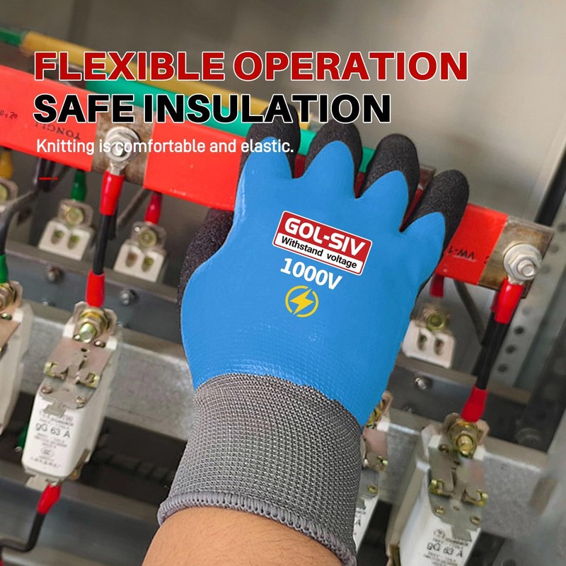 GOL-SIV Electrician Gloves 1000V High Voltage,ASTM D120 Certified & Double