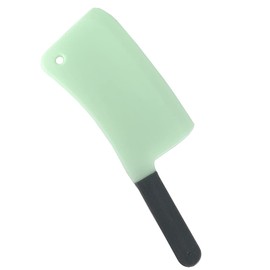Giant Plastic Butcher Knife Cleaver Jumbo Prop With Green Blade