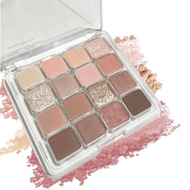 16-Color Matte & Glitter Eyeshadow Palette for Women – Waterproof Apricot Tones Smokey Eye Makeup – Highly Pigmented, Long-Lasting & Blendable Pressed Powder Pallet（04）