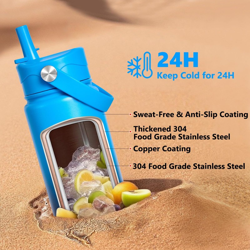 EIPOSAU Insulated Water Bottle with Lid & Boot & Stickers,