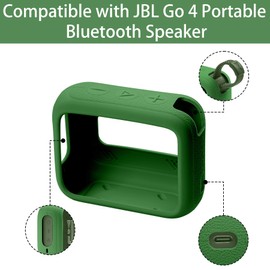 co2CREA Tragetasche Case Silikonhülle kompatibel mit JBL Go 4 tragbarer Bluetooth Lautsprecher,Tragbare ultraleichte Silikon Schutzhülle mit Karabiner (Lautsprecher Nicht enthalten)