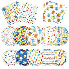 Pool Birthday Party Supplies - 60Pcs Summer Party Plates and Napkins Pool Beach Theme Party Decoration for Baby Shower,Boys Girls Birthday
