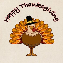 CafePress Happy Thanksgiving Turkey Tote Bag Natural Canvas Tote Bag, Reusable Shopping Bag