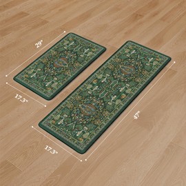 KIMODE Kitchen Mats Cushioned Anti Fatigue 17"x47"+17"x29", Farmhouse Kitchen Mats for Floor 2 Piece, Green Padded Kitchen Floor Mats Non Slip, Standing Mat for Laundry Office Sink Desk