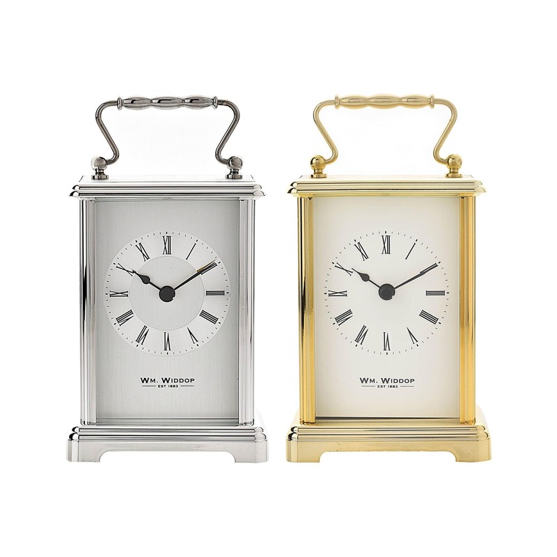 Widdop Carriage Clock in Aluminium Casing with Roman Numeral Dial