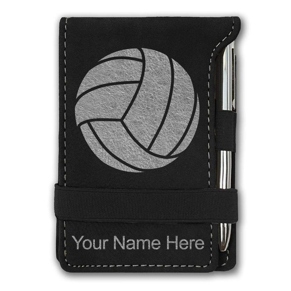 LaserGram Mini Padfolio with Notepad and Pen, Volleyball Ball, Personalized