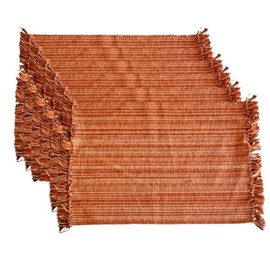 Variegated Place Mat Set of 6 (Spice) - 13"x19" Cotton Plate Mats - Rustic Braided Individual Place Setting for Home & Commercial Use