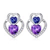 Iefil 925 Sterling Silver Stud Earrings for Women, Amethyst Tanzanite