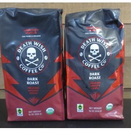 Death Wish Coffee Organic Dark Roast Ground Coffee, 2 PK  - 16 OZ