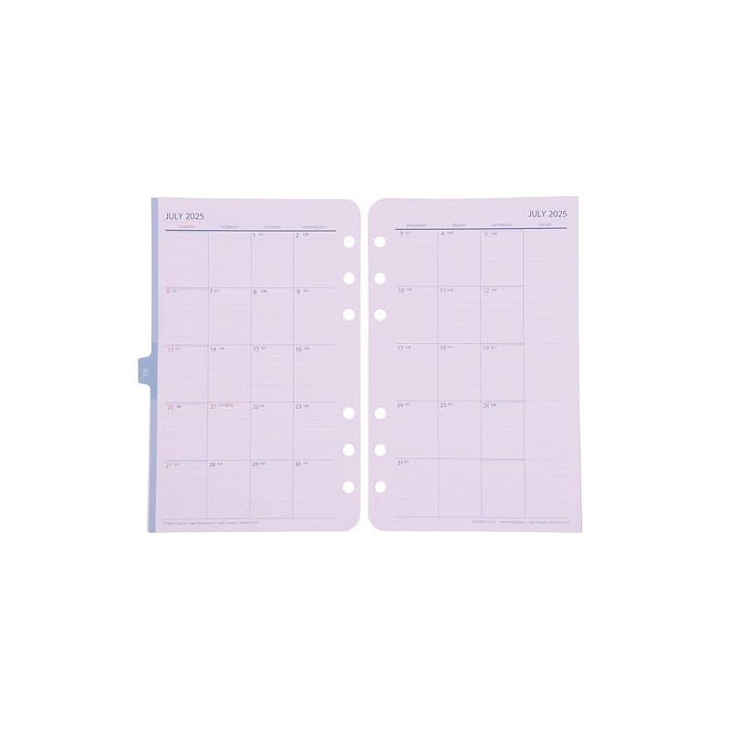 Franklin Planner Original Monthly Calendar Begins July 2025, Starts Sunday,