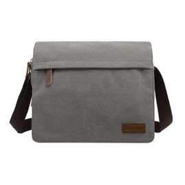 Sechunk Large Vintage Canvas Messenger Cross body bag Shoulder bag (Grey, large)