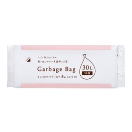 Japax CS-38 Trash Bags, Translucent, 7.9 gal (30 L), Width 19.7 x Height 27.6 inches (50 x 70 cm), Thickness 0.015 mm, Garbage Bag, 32 Folds, Easy Removal, Pack of 50