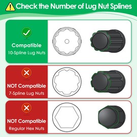 Feekoon 10 Spline Lug Nut Key Replacement for TA20-17/19, Compatible with Bimecc 10-Spline Lug Nut and Lug Bolts, Passenger w/ 17MM and 19MM Hex Drive, Steel(Silver,1 Pack)