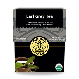 Buddha Teas - Organic Earl Grey Tea - Traditional Black Tea - For Health & Wellbeing - With Antioxidants & Minerals - Clean Ingredients - With Caffeine - OU Kosher & Non-GMO - 18 Tea Bags (Pack of 1)