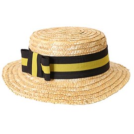 Straw Boater HAT with Ribbon & Bow Quality School Accessory Mens & Ladies HAT in 6 Styles Fancy Dress (Yellow and Black Band)
