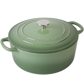 EDGING CASTING Enameled Cast Iron Dutch Oven Pot With Lid, 3.5 Quart, for Bread Baking, Cooking, Pistachio Green