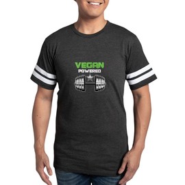 CafePress Vegan Powered Bodybuilder Gym Weightliftin T Shirt Men's Football T-Shirt Smoke Gray