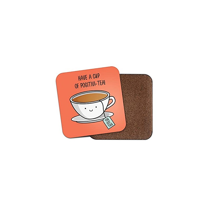 Square Single Coaster - Cute Positivi-tea Tea Funny Motivation Girls