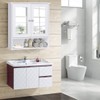 Multi-Function Toilet Wall Cabinet with Double Mirror Doors, Space-Saving Storage,