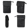 befen Black Chevron Quilted Crossbody Bags for women, Leather Small