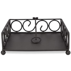 Scroll Design Flat Napkin Holder (Black), By Home Basics / With Weighted Pivoting Arm | Table Napkin Holder / Napkin Holders For Kitchen