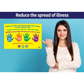 Safety Magnets Hand Hygiene Posters (5 Pack) for Kids - Laminated, 12 x 18 inches - Hand Washing Pediatric Posters - School Nurse Office Decorations - Covid Classroom Supplies