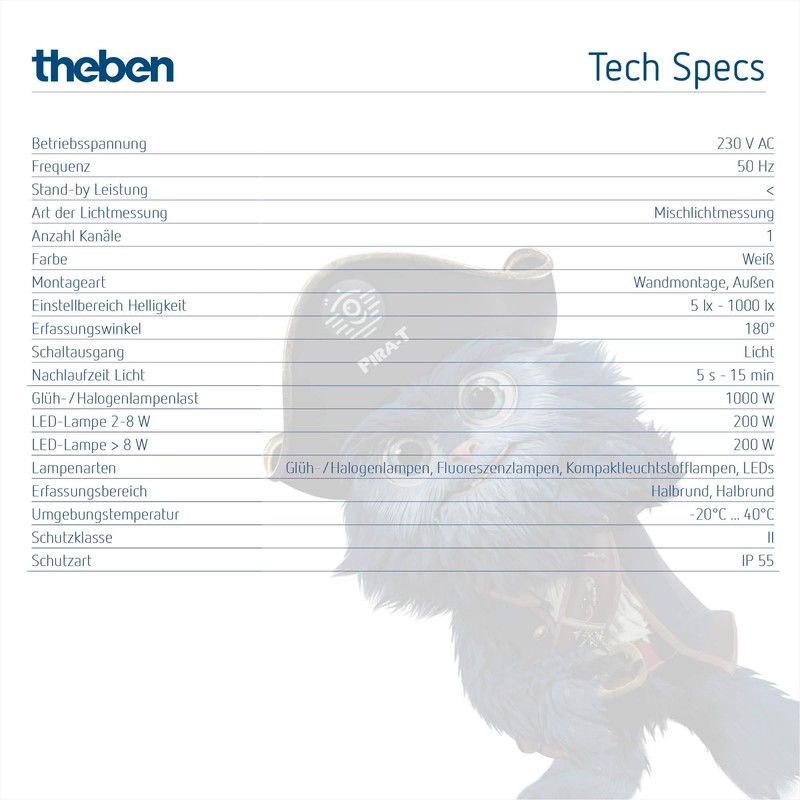 Theben PIRA to AP 1030206 Motion Sensor for Outdoor Use,