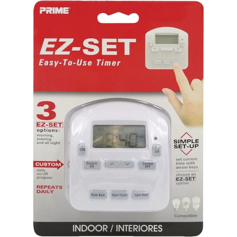 PRIME TNIDP12 EZ-SET 1-Outlet 24-Hour Digital Indoor Timer