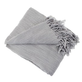 Fennco Styles Gray Classic Woven Throw Blanket with Tassels – Soft & Cozy 50" x 60"