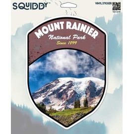 Squiddy Mount Rainier Washington National Park - Vinyl Sticker Decal for Phone, Laptop, Water Bottle (3" Tall)