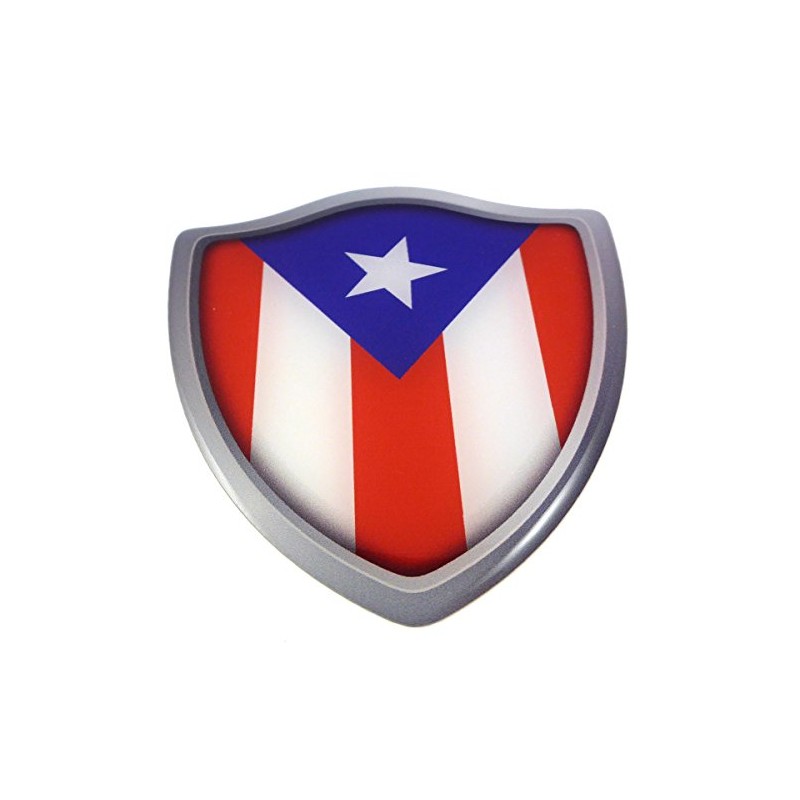 Puerto Rico Flag Shield Domed Decal 3D Look Emblem Resin