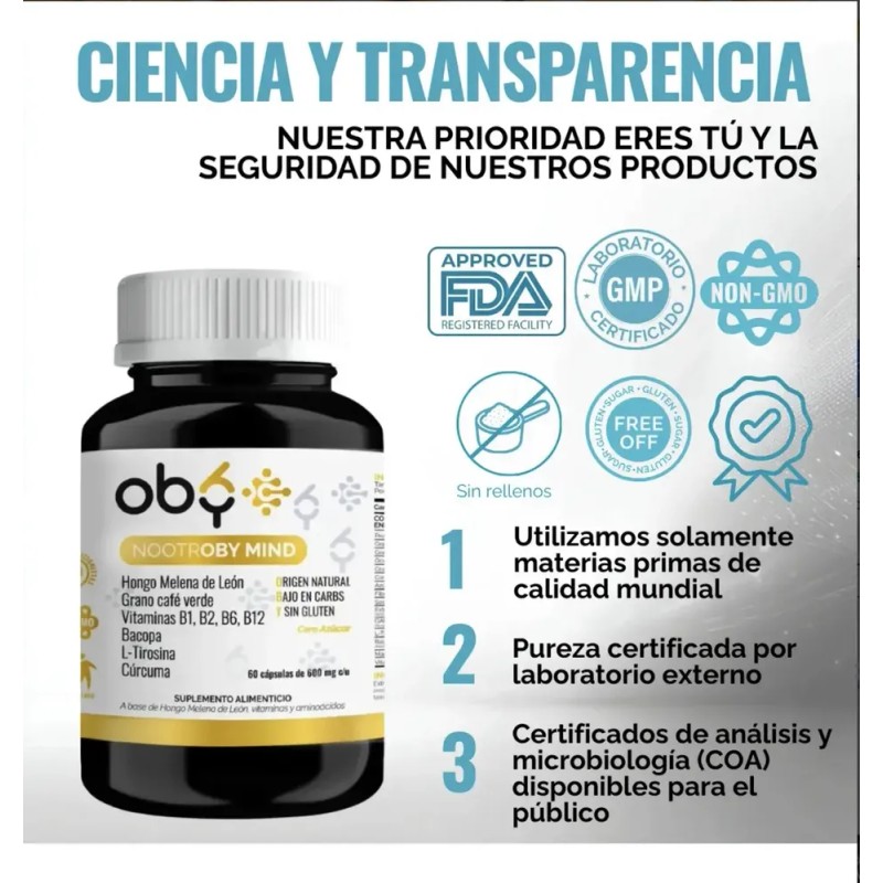 Nootropicos Neuroprotector Con Hongo Melena Leon, L Tirosina, Complejo Vitamina