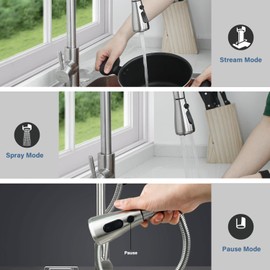 SOLVEX Kitchen Faucet Single Handle High Arc Kitchen Sink Faucet with Pull-Down Spray Stainless Kitchen Faucet Steel Brushed Nickel for Farmhouse Rv Bar SP-10028