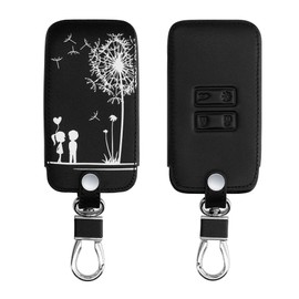 kwmobile Car Key Case Compatible with Renault 4-Button Smartkey Car Key (Keyless Go Only) - Faux Leather Protective Key Case Dandelion Love White Black