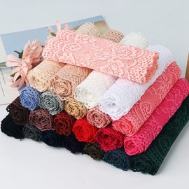 Yurosiay 15 cm x 2 m Lace Trim Elasticity Lace Ribbon Vintage Lace Embroidery Decorative Ribbon Flowers Lace Border Wide Lace Trim for Sewing Decorative Ribbon Lace for Clothing Crafts Dark Grey