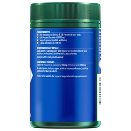 Nature's Own Plant Based Omega Capsules 125 - Contains 1000mg Cold Pressed Flaxseed Oil - Fish Free Source of Omega 3, 6, & 9 Essential Fatty Acids - Supports General Health & Wellbeing