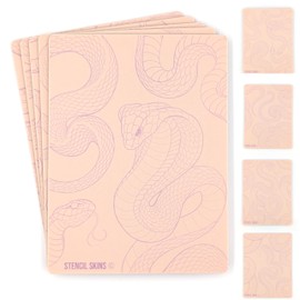 Pre-Printed Tattoo Practice Skins with Stencils | 3mm Fake Skins for Tattooing (5 Pack) | Snake Set