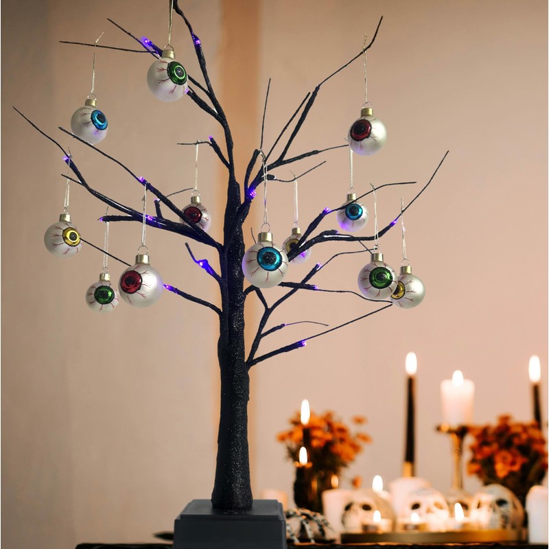 VGEUNA Painted Glass Halloween Eyeball Ornaments Mini Decorative Hanging Ornaments