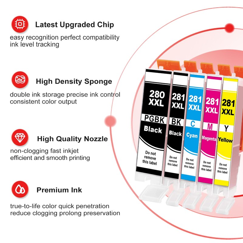 10 Pack 280XXL 281XXL Ink Cartridges Replacement for Canon 280XL